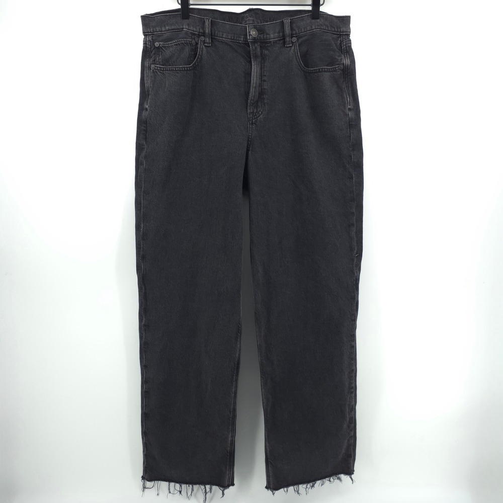 American Eagle Strigid Women's Jeans Super High-Rise Baggy Straight 14‎ Black